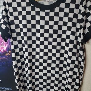 LuLaRoe Black and White Checkered Short Sleeve Tee